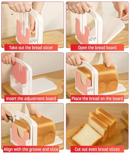 BD Prime Ventures 2026 NEW Bread Slicer Guide for Homemade Bread | 5 Thicknesses Mode for Sourdough, Rounds Loaves, Bagels, Toast & Sandwiches | Foldable & Adjustable | Space Saving | Indoor Outdoor Use - Image 4