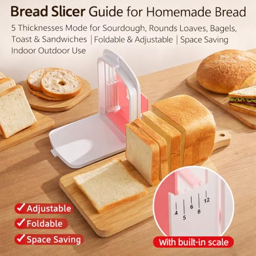 BD Prime Ventures 2026 NEW Bread Slicer Guide for Homemade Bread | 5 Thicknesses Mode for Sourdough, Rounds Loaves, Bagels, Toast & Sandwiches | Foldable & Adjustable | Space Saving | Indoor Outdoor Use - Image 3