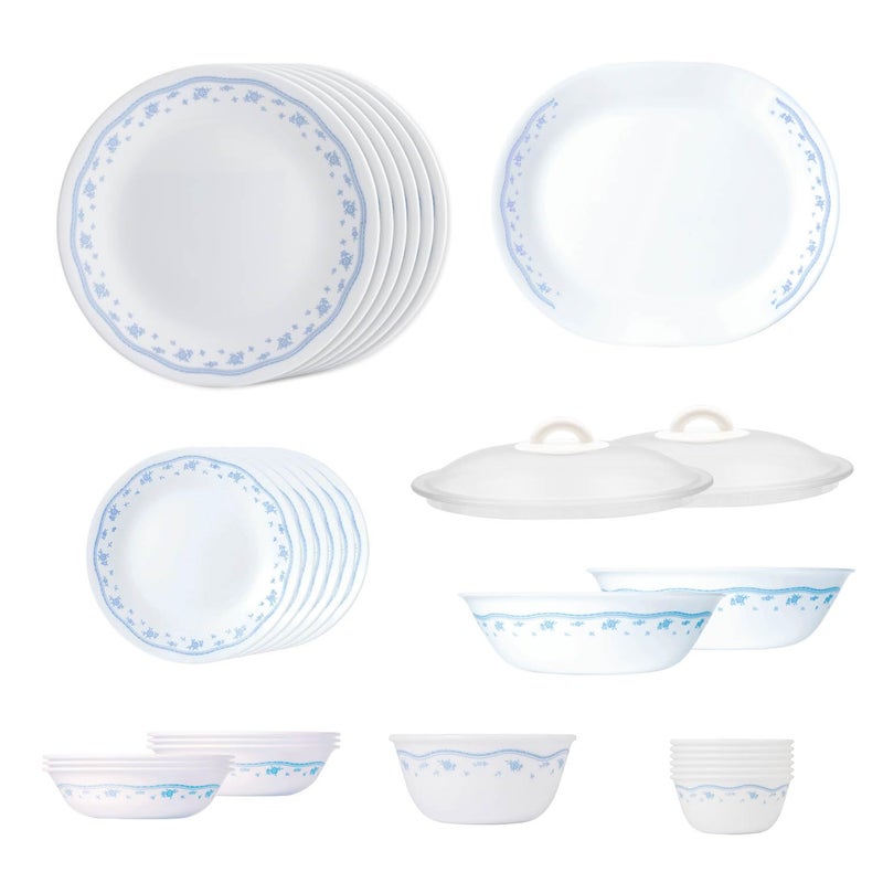 Corelle Morning Blue Glass 30Pcs Dinner Set, Multicolor - Image 1