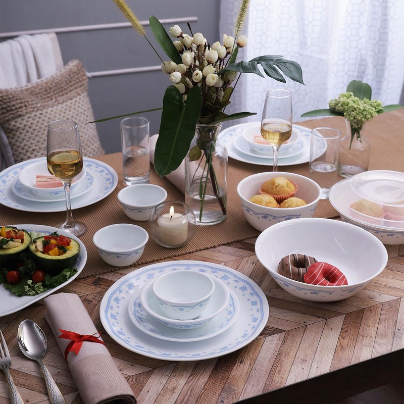 Corelle Morning Blue Glass 30Pcs Dinner Set, Multicolor - Image 2