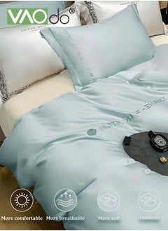VAOdo 4PCS Silk Bedding Set King Size Comforter Set Warm in Winter and Cool in Summer Skin-Friendly Solid Color Breathable Duvet Cover Set 2.0M Bed 200*230CM  - Image 3