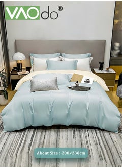 VAOdo 4PCS Silk Bedding Set King Size Comforter Set Warm in Winter and Cool in Summer Skin-Friendly Solid Color Breathable Duvet Cover Set 2.0M Bed 200*230CM  - Image 2