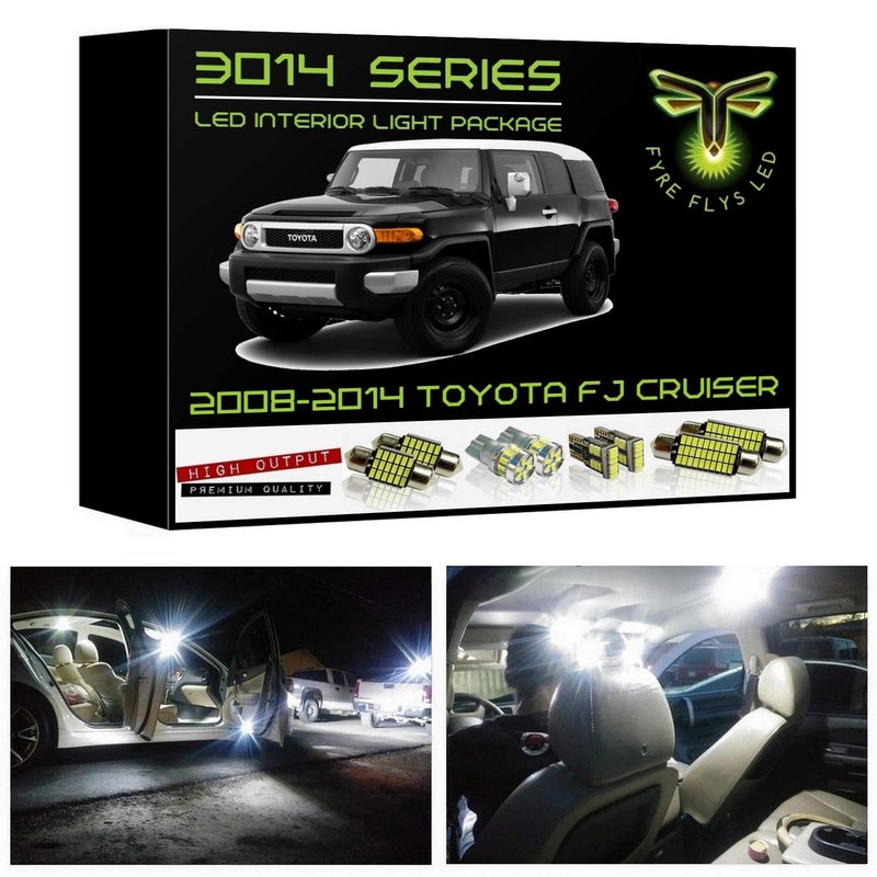 Fyre Flys 8 Piece White LED Interior Lights for 20072014 Toyota FJ Cruiser Super Bright 6000K 3014 Series SMD Package Kit and Install Tool - Image 2