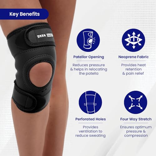 TATA 1MG 1MG Tata Knee Support Sportif(Neoprene) with Patellar Opening and Strechable Fabric,For Post Surgery, Post Sports Injury, Provides support to Week knees,Large Size (Large) - Image 4