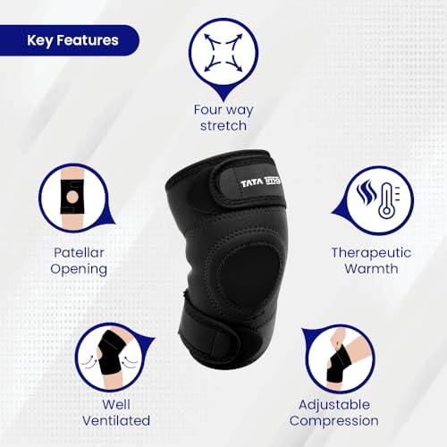 TATA 1MG 1MG Tata Knee Support Sportif(Neoprene) with Patellar Opening and Strechable Fabric,For Post Surgery, Post Sports Injury, Provides support to Week knees,Large Size (Large) - Image 5