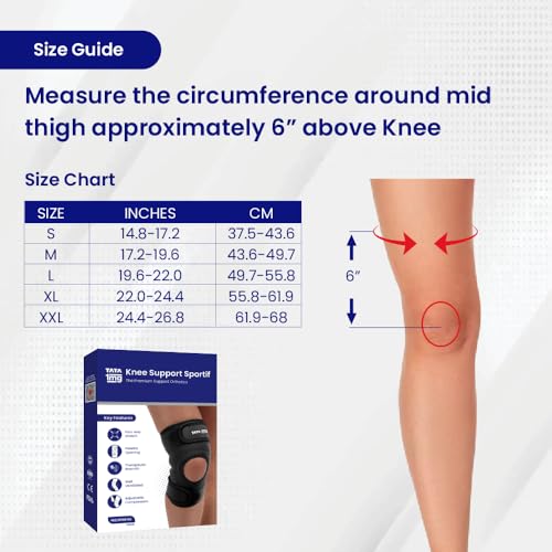 TATA 1MG 1MG Tata Knee Support Sportif(Neoprene) with Patellar Opening and Strechable Fabric,For Post Surgery, Post Sports Injury, Provides support to Week knees,Large Size (Large) - Image 3