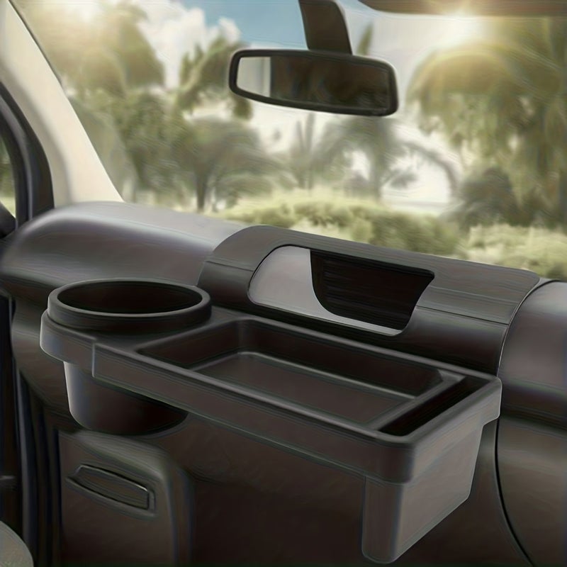 Car Door Side Storage Box With Drink Holder Multifunctional Organized Car Accessory Black - Image 1