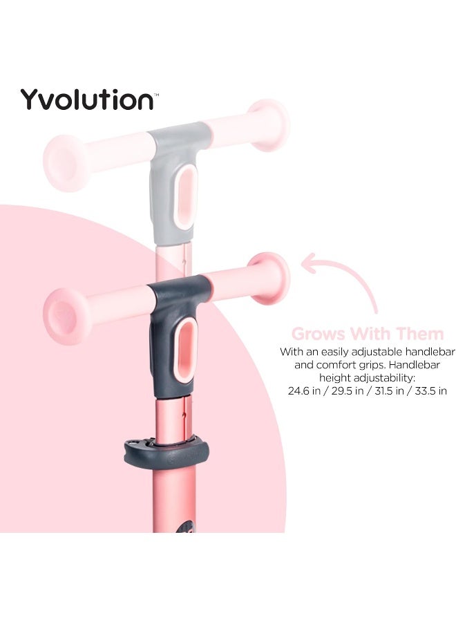 Yvolution Y Glider Nua Kick Scooters Three Wheeled, 4 Adjustable Height Glider with LED Flashing Light and Storage Hook, for Children Ages 3 Years and Up - Image 5