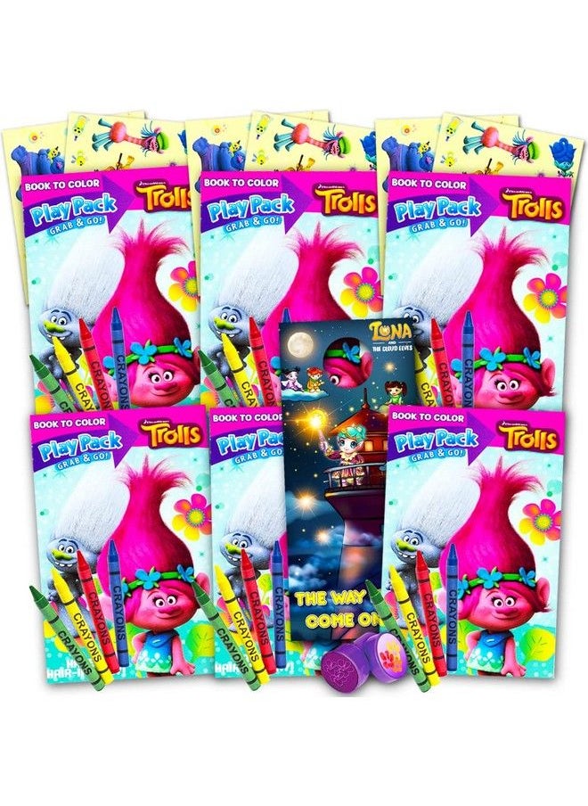 Trolls Party Supplies - Trolls Ultimate Party Favors Packs For Kids Girls 6 Sets With Stickers Coloring Books And Crayons (Trolls Birthday Party Supplies) - Image 1