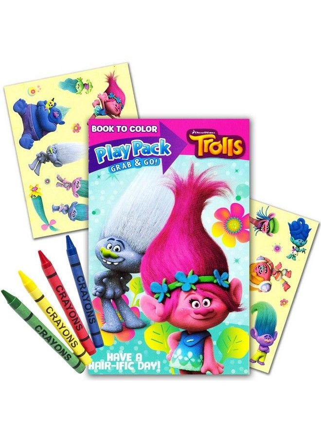 Trolls Party Supplies - Trolls Ultimate Party Favors Packs For Kids Girls 6 Sets With Stickers Coloring Books And Crayons (Trolls Birthday Party Supplies) - Image 1