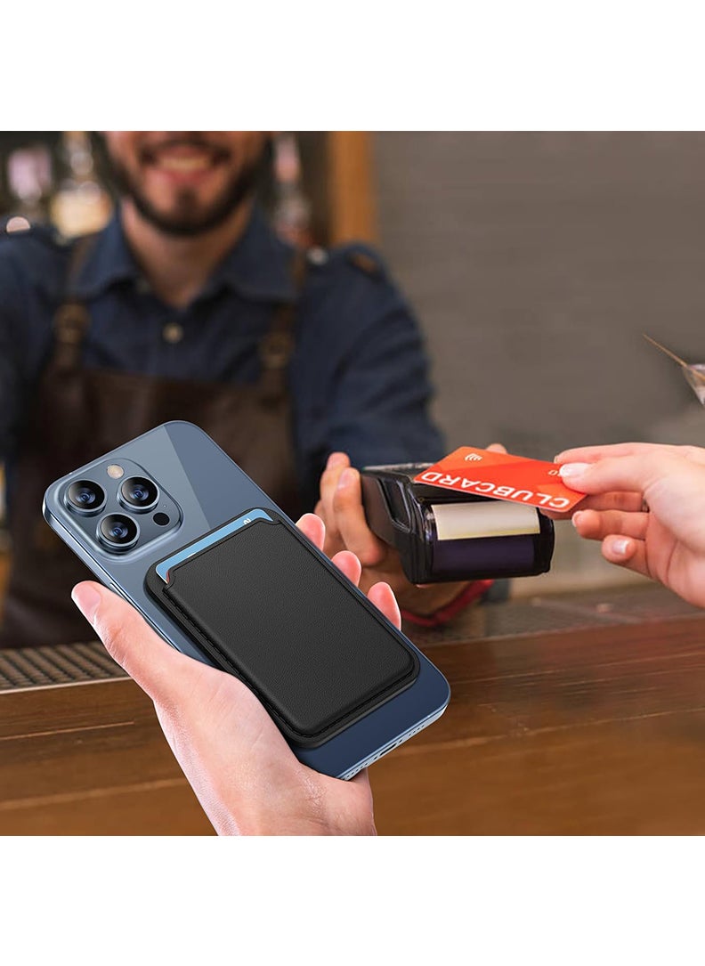 Theodor - Magnetic Wallet, Compatible with MagSafe Wallet, for iPhone Wallet, for iPhone 16/15/14/13/12 Series, Not for iPhone 13/12 mini, 3 Card Holder, Vegan Leather, Black - Compass - Image 1