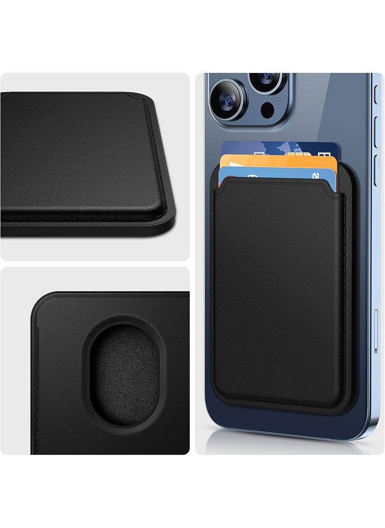 Theodor - Magnetic Wallet, Compatible with MagSafe Wallet, for iPhone Wallet, for iPhone 16/15/14/13/12 Series, Not for iPhone 13/12 mini, 3 Card Holder, Vegan Leather, Black - Compass - Image 1