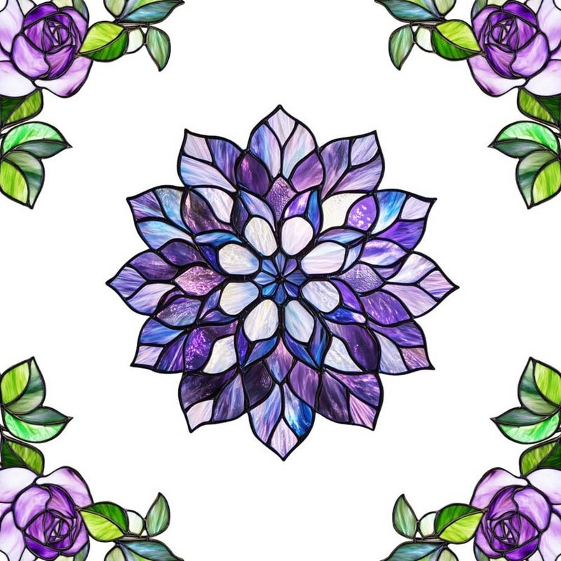 VIOKKO Pack of 5 Stained Double-Sided Glass Window Clings Non Adhesive Static Flower Hummingbird Window Decals Sliding Glass Door Stickers Film to Prevent Bird Strikes for Office Bathroom - Image 1