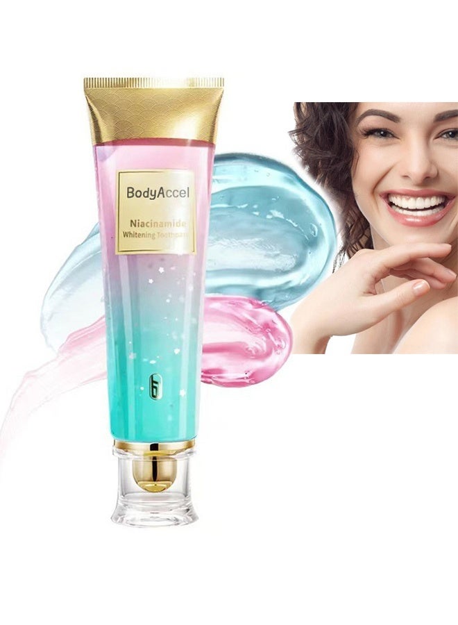 بودي أكسيل Niacinamide تبييض معجون الأسنان, Niacinamide معجون الأسنان, إزالة البقع ثلاثية تبييض معجون الأسنان الطبيعي لطيف, التنفس الطازج - Image 1