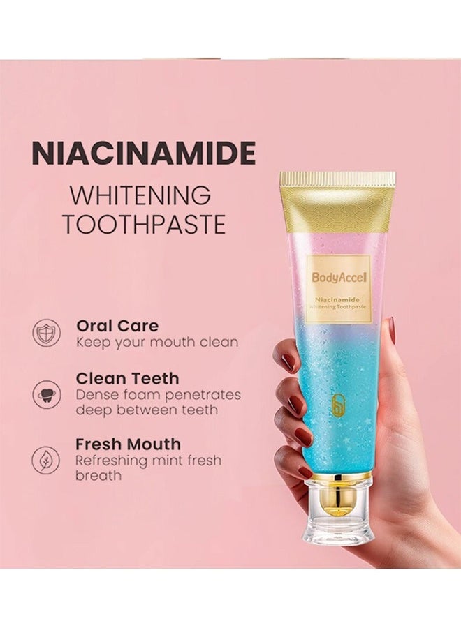 بودي أكسيل Niacinamide تبييض معجون الأسنان, Niacinamide معجون الأسنان, إزالة البقع ثلاثية تبييض معجون الأسنان الطبيعي لطيف, التنفس الطازج - Image 2