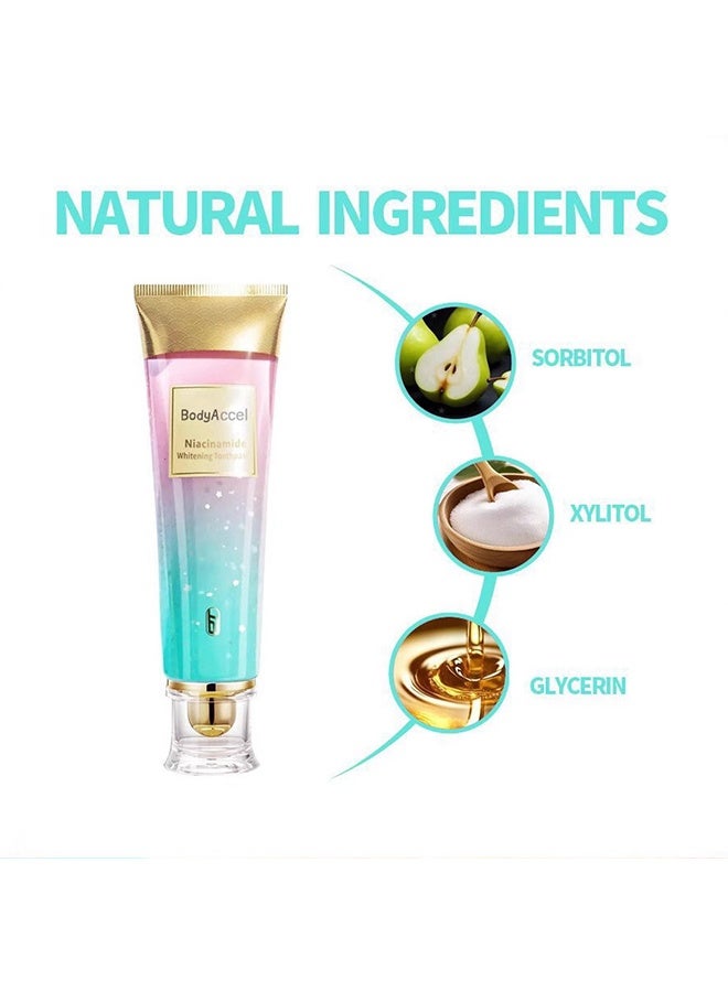 بودي أكسيل Niacinamide تبييض معجون الأسنان, Niacinamide معجون الأسنان, إزالة البقع ثلاثية تبييض معجون الأسنان الطبيعي لطيف, التنفس الطازج - Image 3