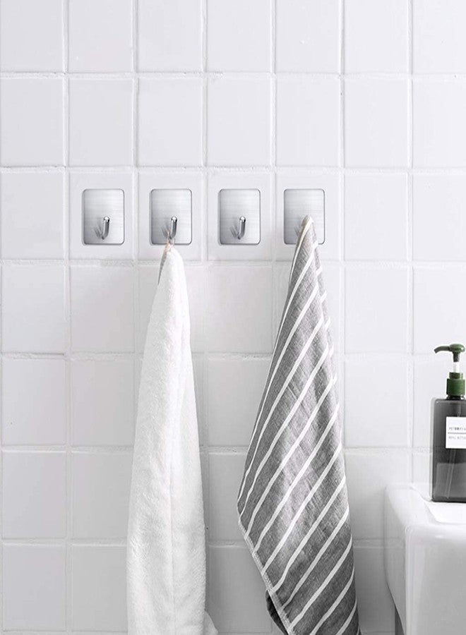 13 SOEME Stainless Steel Adhesive Towel Hooks - No Drill Required, Heavy Duty Waterproof Hooks for Hanging Towels, Keys, Clothes, and Bathroom, Kitchen, Shower Outdoor Organization (Silver, 2 Pcs) - Image 5