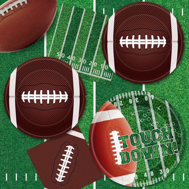 Litmitfu 150 Pack Football Party Supplies Kit, Football Party Dinnerware Set Includes Heavy Duty Dessert Dinner Plates and Luncheon Napkins for Football Theme Birthday Party Decorations Table Decor, Serves 50 - Image 5