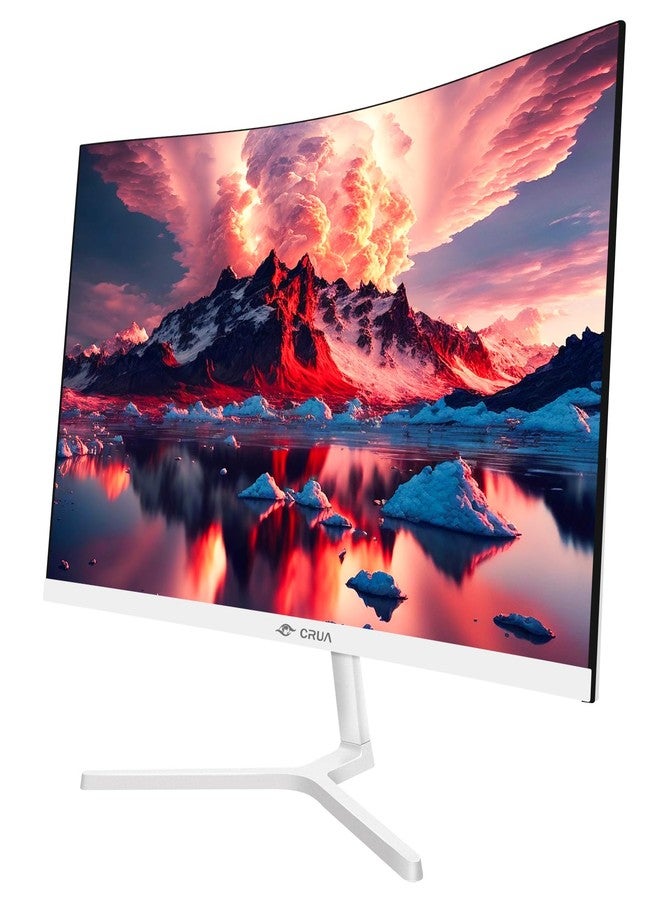 CRUA 24 Inch Curved Monitor, FHD(1920×1080P) 100HZ 99% sRGB Computer Monitors, Narrow Bezels on Three Sides, Blue Light Filter PC Monitor for Home, Office and Dormitory(HDMI, VGA)-White - Image 2
