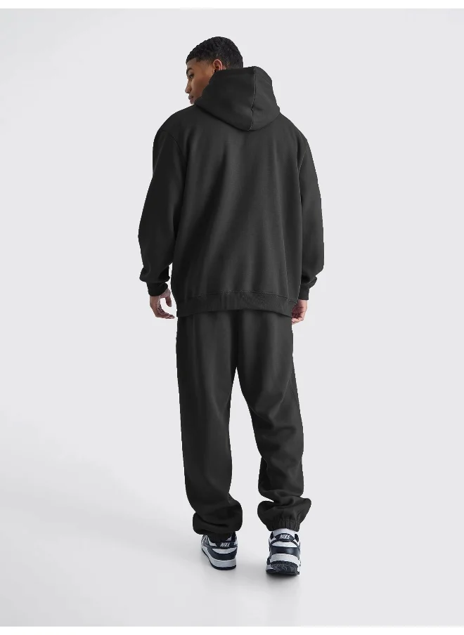 مانياك Maniac Men Solid Black Hooded Neck Sweatshirt and Jogger Cotton Loopknit Fleece Co-Ords