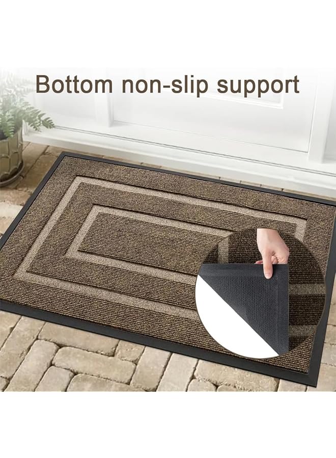 erorex Front Door Mat Non Slip Dirt Trapper Mat Heavy Duty Durable Welcome Mat Absorbent Rubber Low Profile Doormat Easy Clean Floor Mat For Entrance Outdoor And Indoor A Brown - Image 3