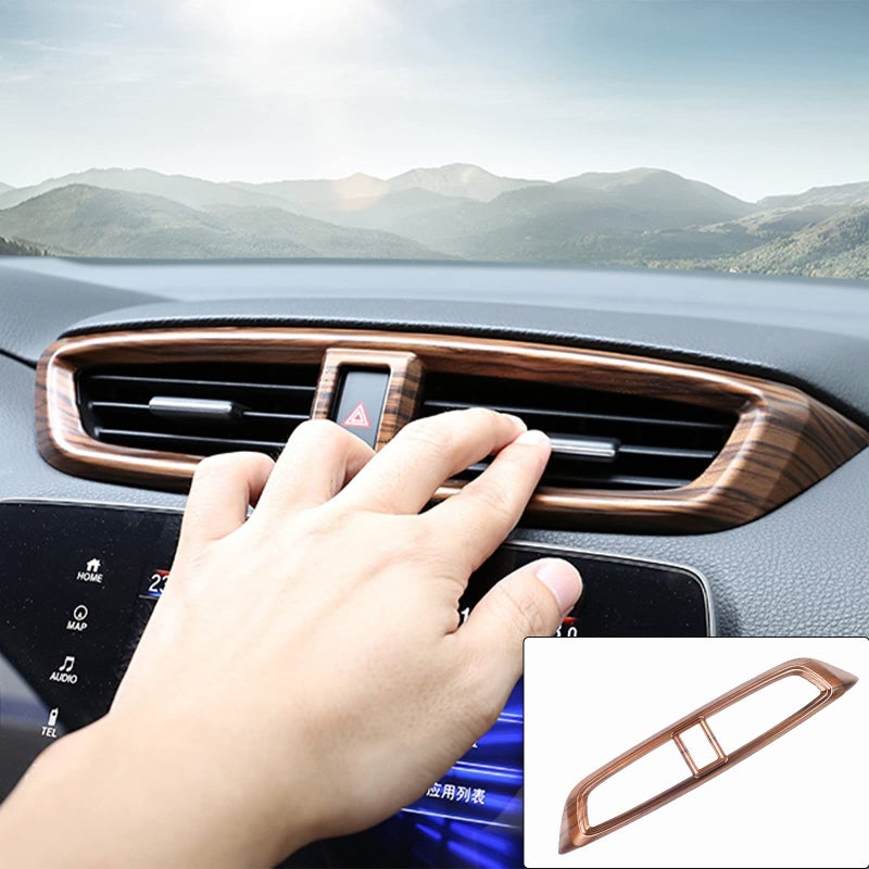 BOLTRY for Honda CRV CR-V 2017~2022 Full Set of Car Interiors Instrument Panel Decorative Center Console Moulding Trim Air Outlet Automotive Steering Wheel Cover Accessories 12Pcs (Wood Grain) - Image 4