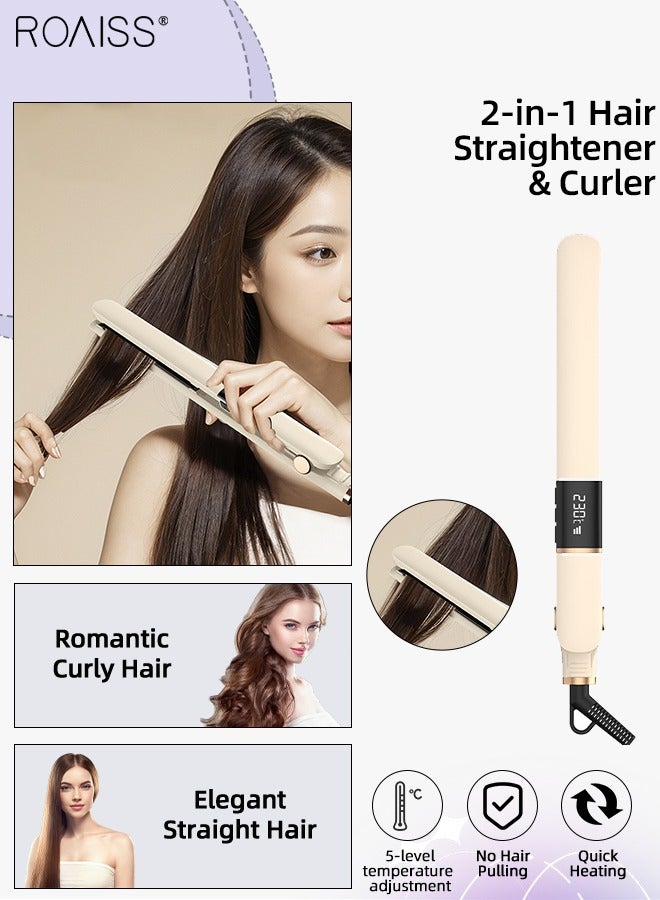 roaiss 2 In 1 Hair Straightener and Curler, 5 Temperature Settings, Fast Heating Ceramic Essential Oil Hair Care, 3D Extended Panel Suitable for Curling, Straightening, Volume and Shine - Image 1