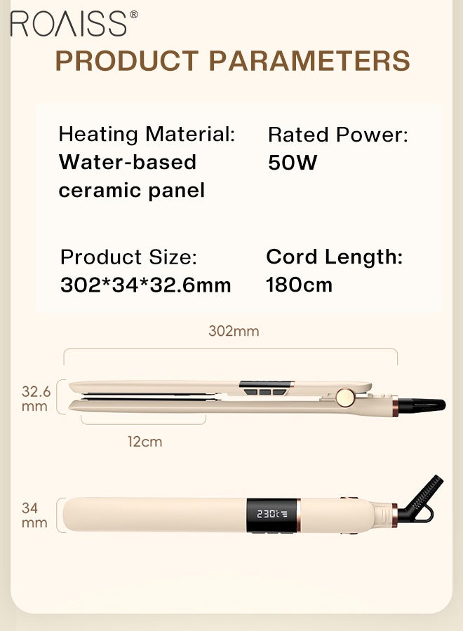 roaiss 2 In 1 Hair Straightener and Curler, 5 Temperature Settings, Fast Heating Ceramic Essential Oil Hair Care, 3D Extended Panel Suitable for Curling, Straightening, Volume and Shine - Image 3