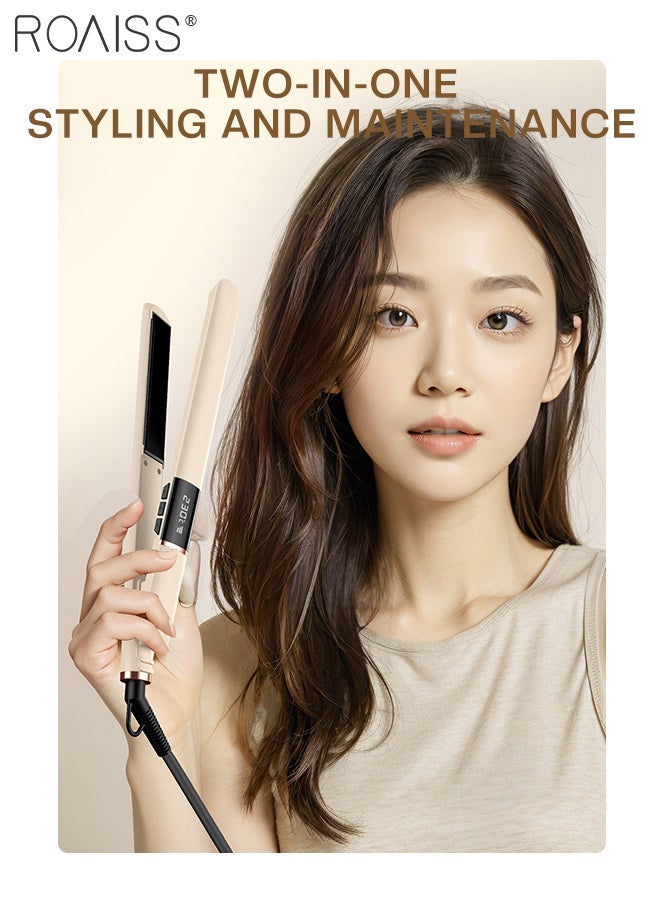 roaiss 2 In 1 Hair Straightener and Curler, 5 Temperature Settings, Fast Heating Ceramic Essential Oil Hair Care, 3D Extended Panel Suitable for Curling, Straightening, Volume and Shine - Image 2