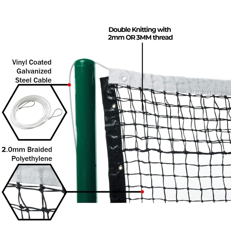 AB-Z HDPE Lawn Tennis Double Tournament Net with Wire Rope | Professional Lawn Tennis Net and Strength (2MM - Single) - Image 2