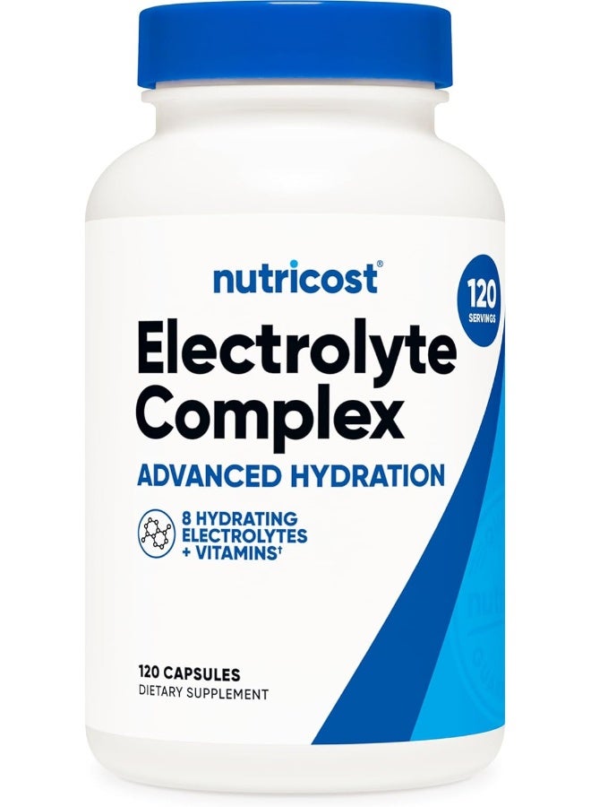 Nutricost Electrolyte Complex (Advanced Hydration with Real SaltÂ®) 120 Capsules - 8 Hydrating Electrolytes And Vitamins, Gluten Free, Non-GMO, Vegetarian - Image 1