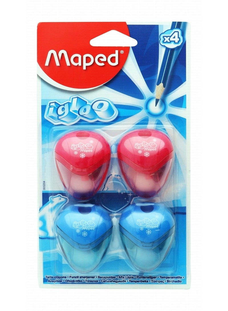 Maped 4-Piece Single Hole Pencil Sharpener Assorted Colours - Image 1