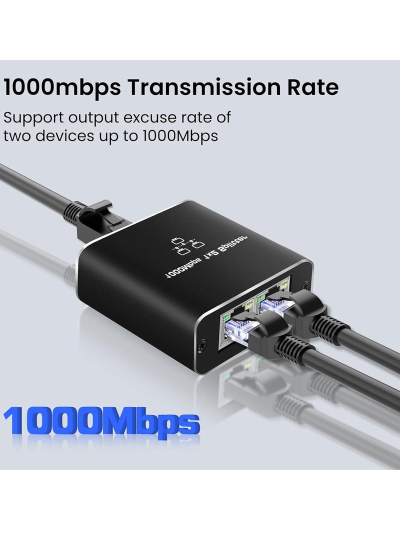 ماركة غير محددة موزع ايثرنت ار جيه 45 من 1 الى 2، مقسم شبكة  1000Mbps مع كيبل طاقة USB، موصل مقسم انترنت جيجابت LAN لكات 5/5e/6/7/8، يدعم جهازين يعملان في وقت واحد  - Image 3