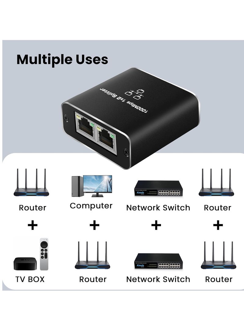 ماركة غير محددة موزع ايثرنت ار جيه 45 من 1 الى 2، مقسم شبكة  1000Mbps مع كيبل طاقة USB، موصل مقسم انترنت جيجابت LAN لكات 5/5e/6/7/8، يدعم جهازين يعملان في وقت واحد  - Image 5