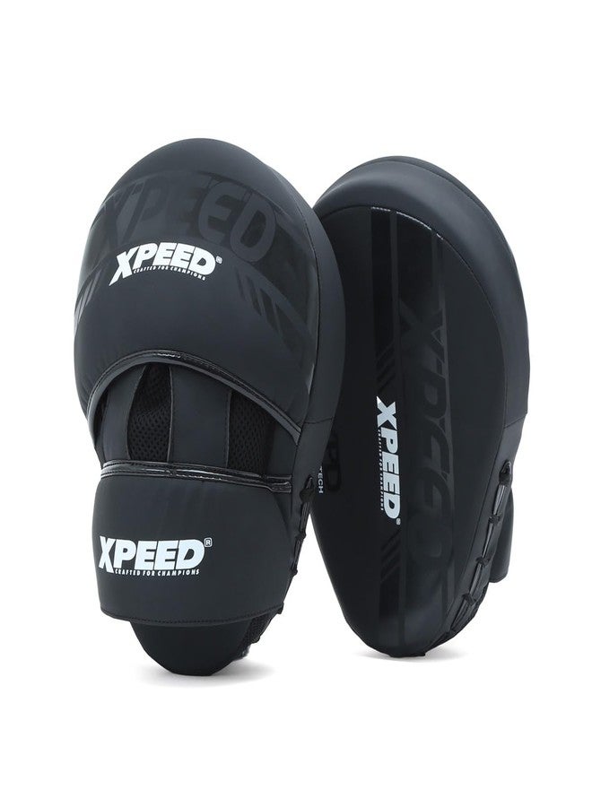 XPEED وسادة تركيز Xpeed Matt PU | قفاز لكمة بتصميم انسيابي مع حشوة للمعصم | وسادة تركيز للملاكمة/الفنون القتالية المختلطة/المواي تاي/الملاكمة التايلاندية/الكيك بوكسينغ (أسود) زوج واحد - Image 1