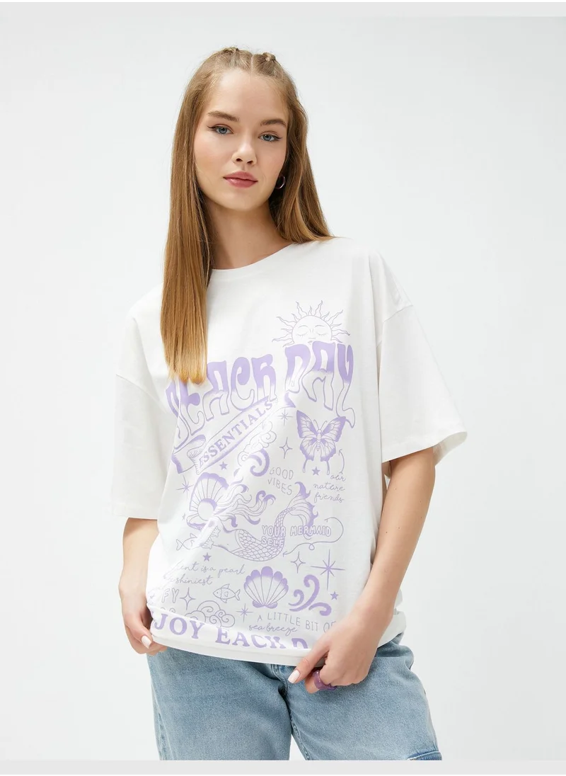 كوتون Short Sleeve Crew Neck Cotton Printed Oversized T-Shirt