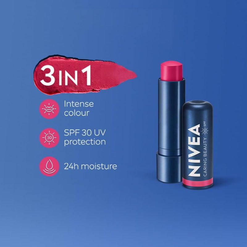 NIVEA Lip Caring Beauty Pink Lip Balm Lip Cheek Tint with SPF 30 - Image 2