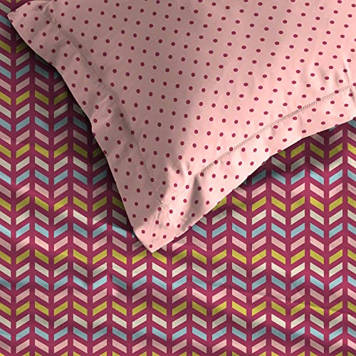 Trident Bedsheet Set - Urban Comfort Collection, 100% Cotton Bedsheet for Double Bed (1 Queen Size Bedsheet with 2 Pillow Covers) Superior Softness, 144 Thread Count - Party Mood Pink - Image 3