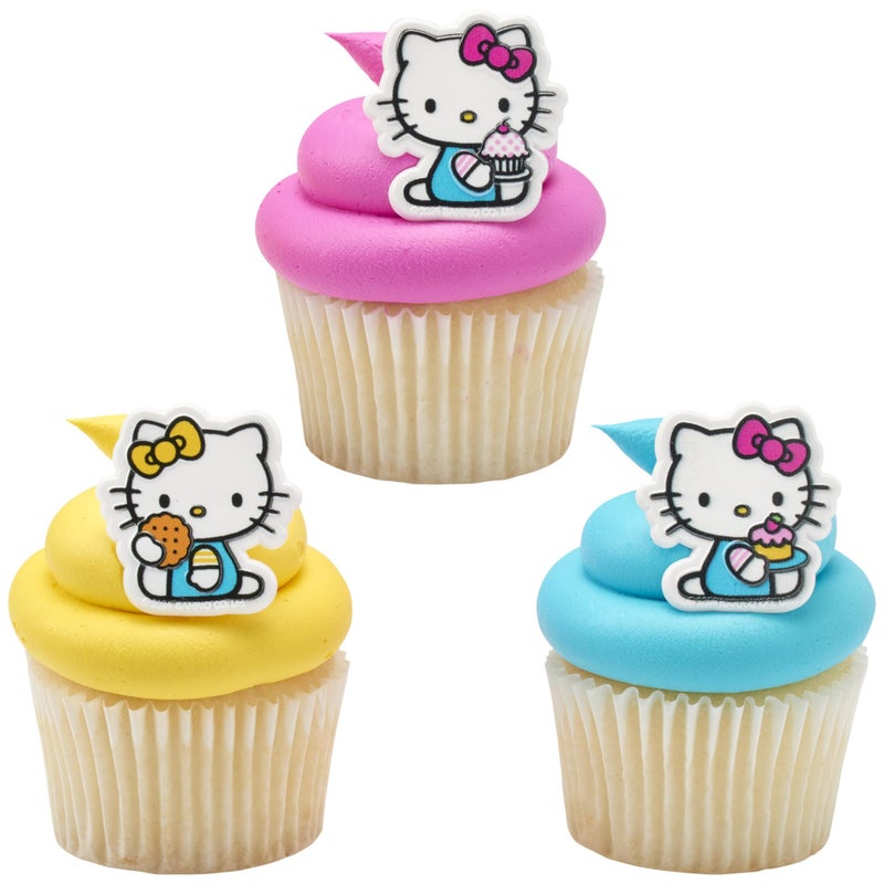DecoPac Hello KittyÂ® Rings, Cupcake Decorations Featuring Hello Kitty and Mimmy, Pink And Yellow - 24 Pack - Image 5