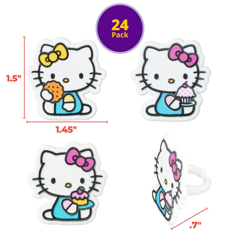 DecoPac Hello KittyÂ® Rings, Cupcake Decorations Featuring Hello Kitty and Mimmy, Pink And Yellow - 24 Pack - Image 4