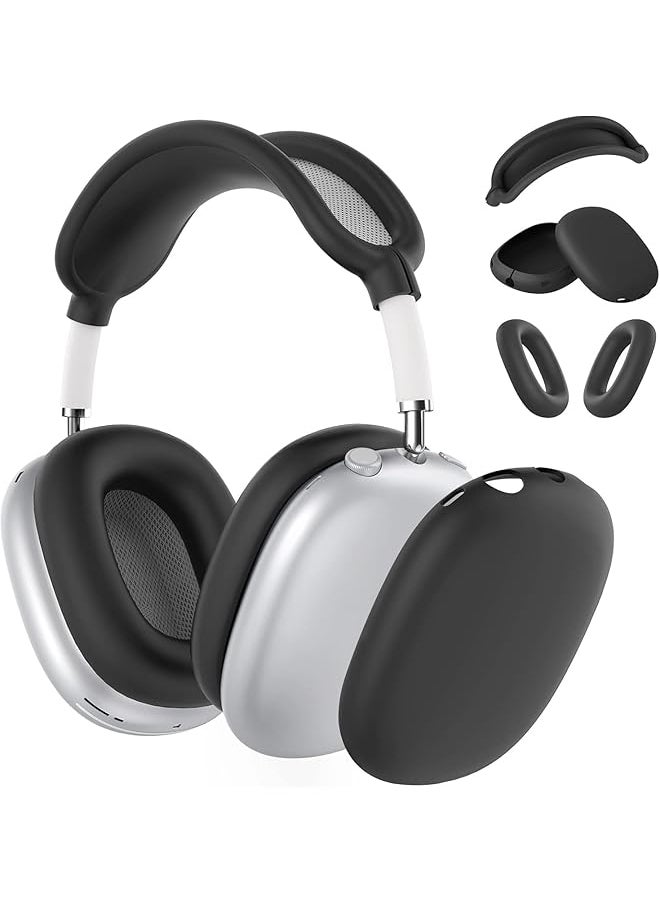 erorex - Silicone Case Cover For Airpods Max Headphones Ear Pad Case Cover Ear Cups Cover Headband Cover For Airpods Max 2024 2020 Accessories Silicone Protector For Airpods Max Black - Image 1