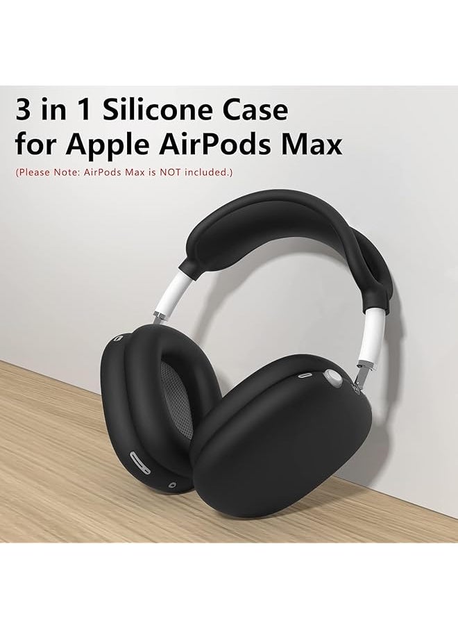 erorex - Silicone Case Cover For Airpods Max Headphones Ear Pad Case Cover Ear Cups Cover Headband Cover For Airpods Max 2024 2020 Accessories Silicone Protector For Airpods Max Black - Image 1