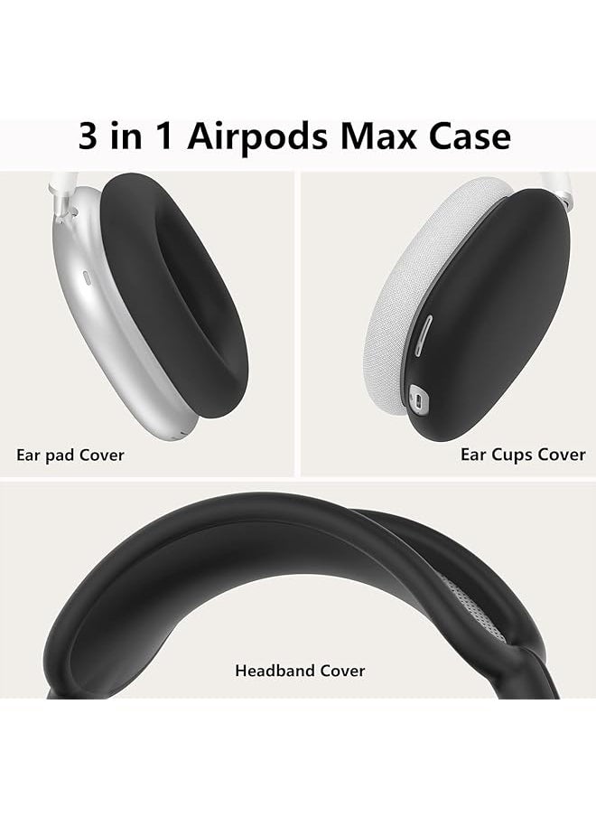 erorex - Silicone Case Cover For Airpods Max Headphones Ear Pad Case Cover Ear Cups Cover Headband Cover For Airpods Max 2024 2020 Accessories Silicone Protector For Airpods Max Black - Image 1