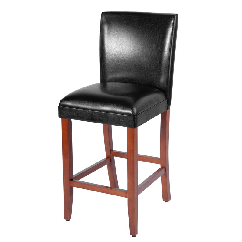 HomePop Home Decor Classic Counter Height Bar Stool, Set of 1, 29 Inch, Faux Leather Upholstered, Decorative Home Furniture, Black - Image 1
