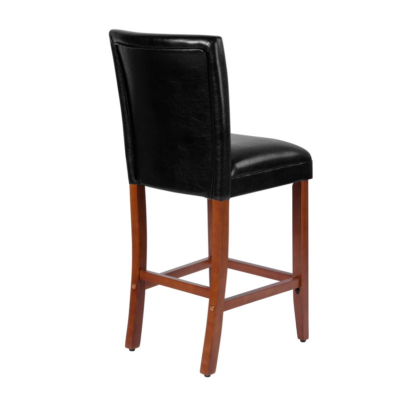 HomePop Home Decor Classic Counter Height Bar Stool, Set of 1, 29 Inch, Faux Leather Upholstered, Decorative Home Furniture, Black - Image 3