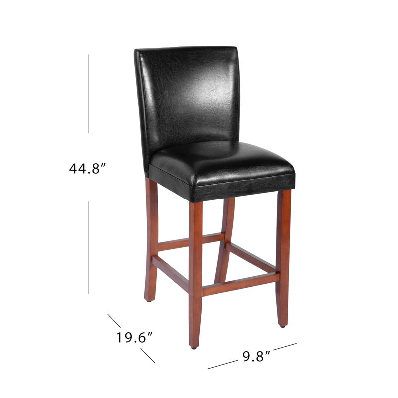 HomePop Home Decor Classic Counter Height Bar Stool, Set of 1, 29 Inch, Faux Leather Upholstered, Decorative Home Furniture, Black - Image 5