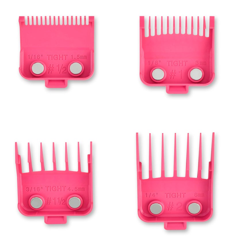 Stylecraft Professional Dub Magnetic Hair Clipper Guards, Premium Neodymium, 8 Pack or 4 Pack Tight Guards (Pink 4-PK) - Image 1