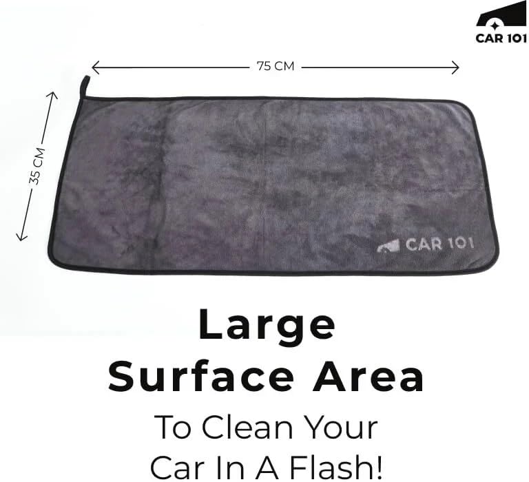 CAR101 Microfiber Cloth - 6Pcs - 75x35 cm - 500 GSM - Grey | Multipurpose | Lint-Free | Superior Softness & High Absorbency | Microfibre Towels for Car, Bike & Household Cleaning - Image 2