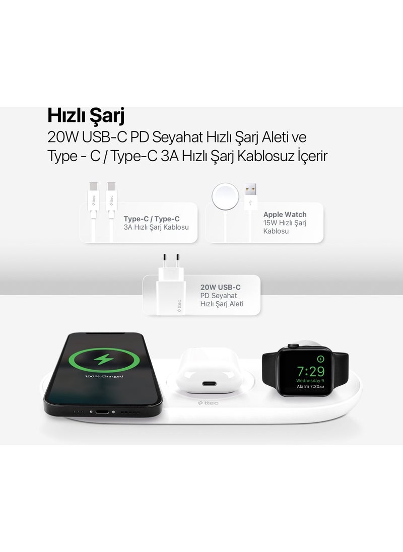 TTec - Smartcharger Air+ Iphone+Apple Watch+Airpods Wireless Fast Charger and Pd 20W Travel Charger - 2KS21 - Image 1