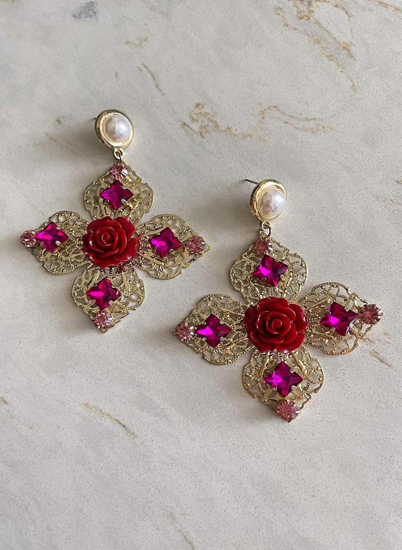 Anita's Rose Cross Earrings